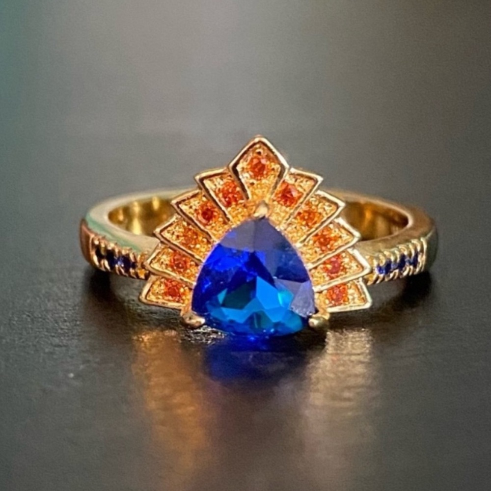 Fragrant Jewels Ring Blue/Orange/Gold- Size 6.